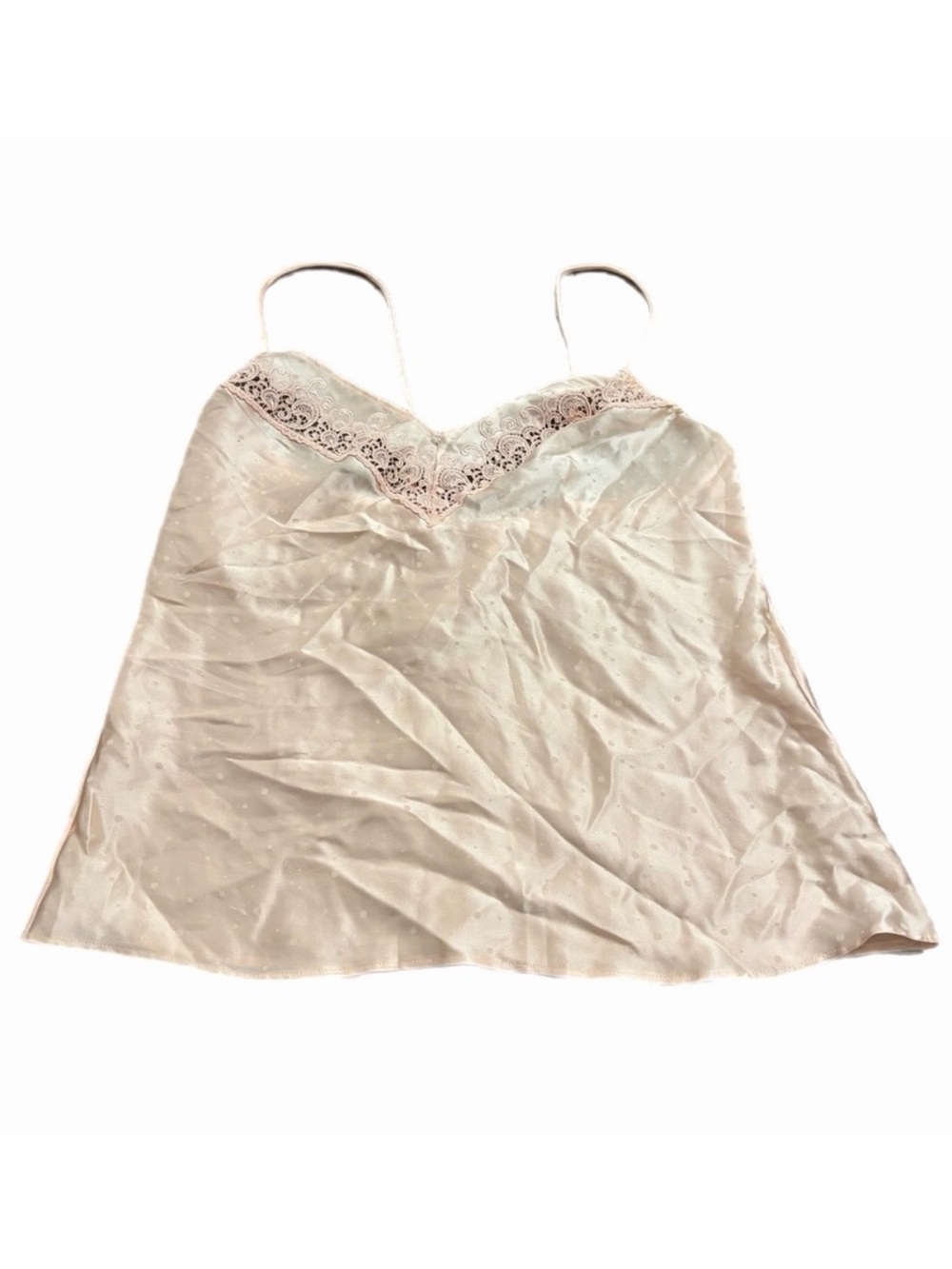 80s/90s European Vintage Marie Jo Embroidery Lace Cami w Pearls (Pink/Nude) S